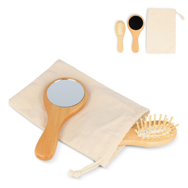 Schima superba Holz Pinsel & Spiegel Set